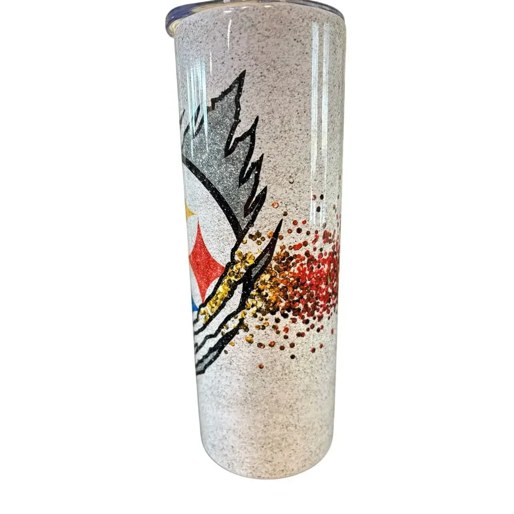 Pittsburgh Steelers Glitter Effect Handmade Tall Slim Insulated Tumbler